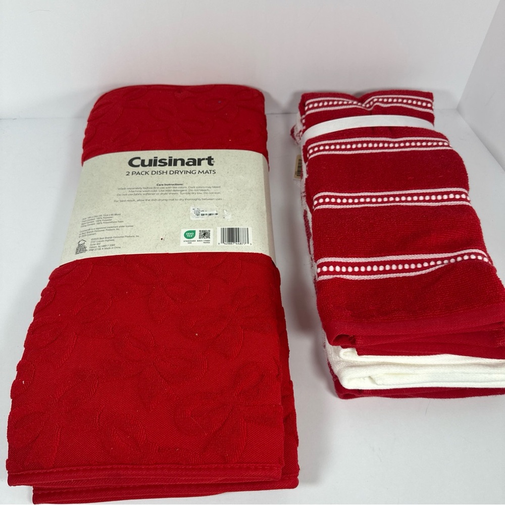 Cuisinart Red Dish Drying Mats & Bow Tie Pattern Kitchen Towels - Picture 5 of 7